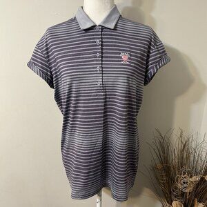 Nike Golf Sport Shirt Dri-fit Purple Stripe Women Cuffed sleeve Coronado GC Sz L